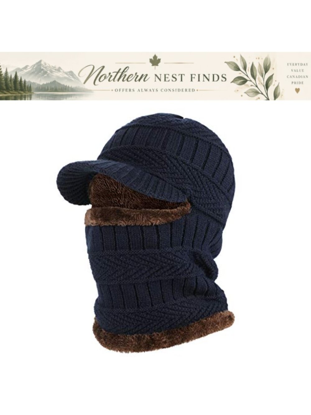 Winter Knitted Balaclava Beanie Hat Windproof Thermal Fleece Ski Mask